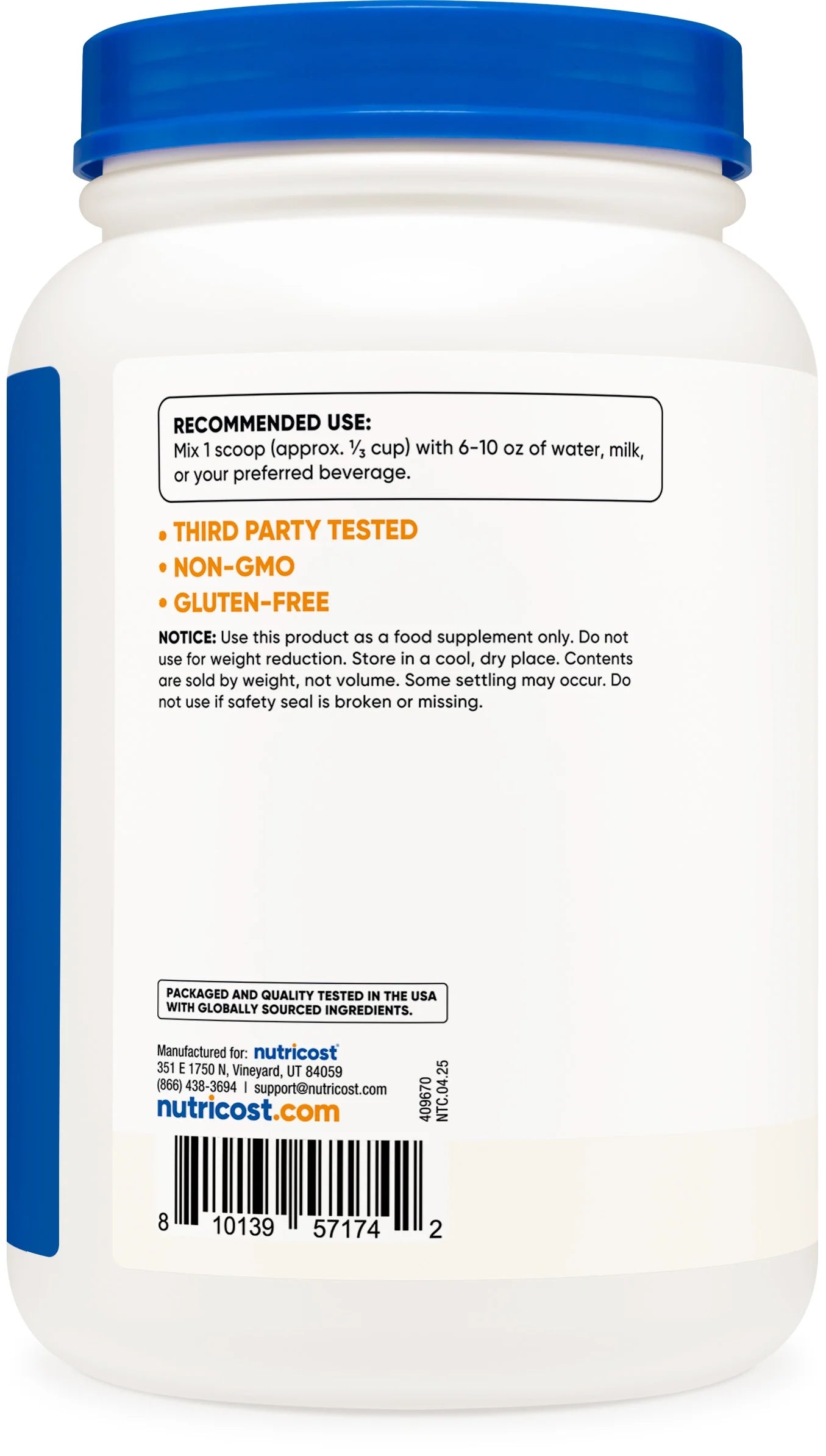 Whey Protein Isolate Powder (Unflavored) 2LBS - Non-Gmo & Gluten Free